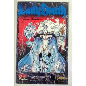 LADY DEATH SIGNED ASHCAN #1 CHAOS! AT CAVALCADE TOUR SDCC MICRO EDITION +CARD